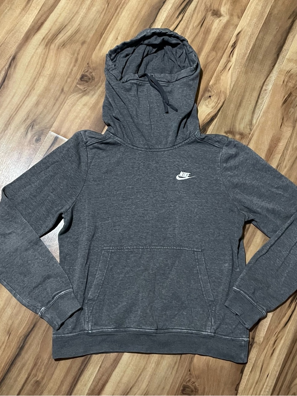 Nike Classic Gray Funnel Neck Pullover Hooded Sweatshirt Embroidered Swoosh M